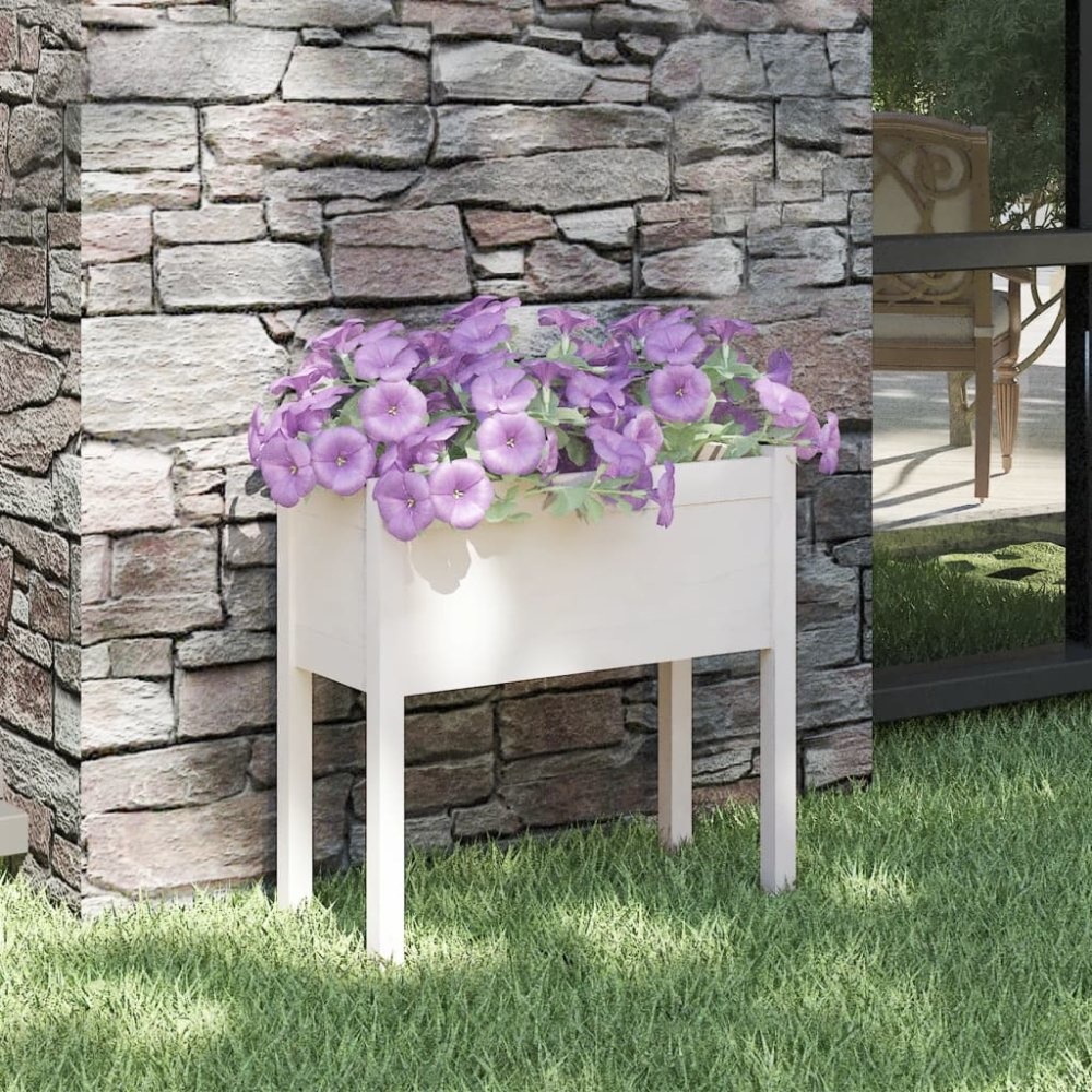 VidaXL Plantenbak 70x31x70 cm massief grenenhout wit