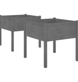 VidaXL Plantenbakken 2 st 70x70x70 cm massief grenenhout zwart