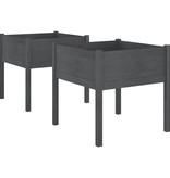 VidaXL Plantenbakken 2 st 70x70x70 cm massief grenenhout grijs