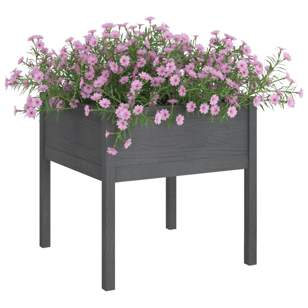 VidaXL Plantenbakken 2 st 70x70x70 cm massief grenenhout grijs