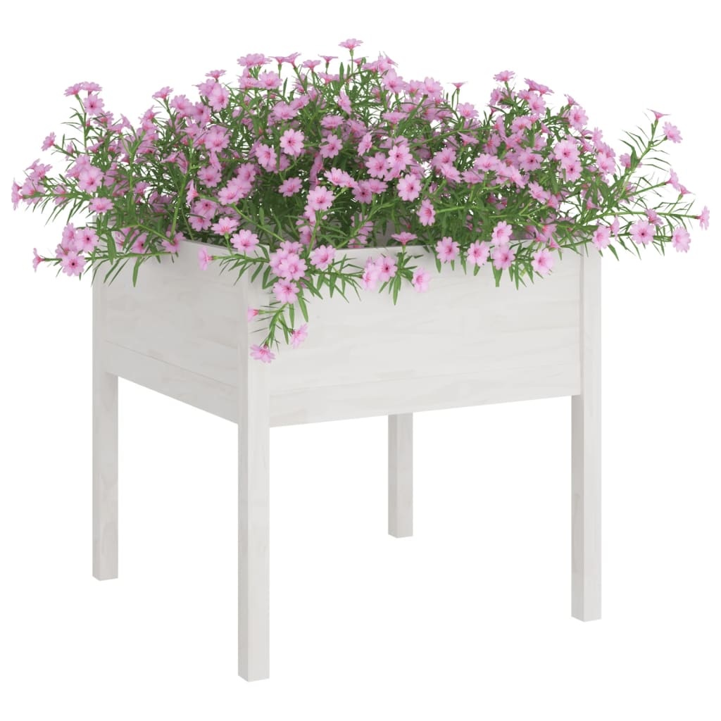 VidaXL Plantenbak 70x70x70 cm massief grenenhout wit