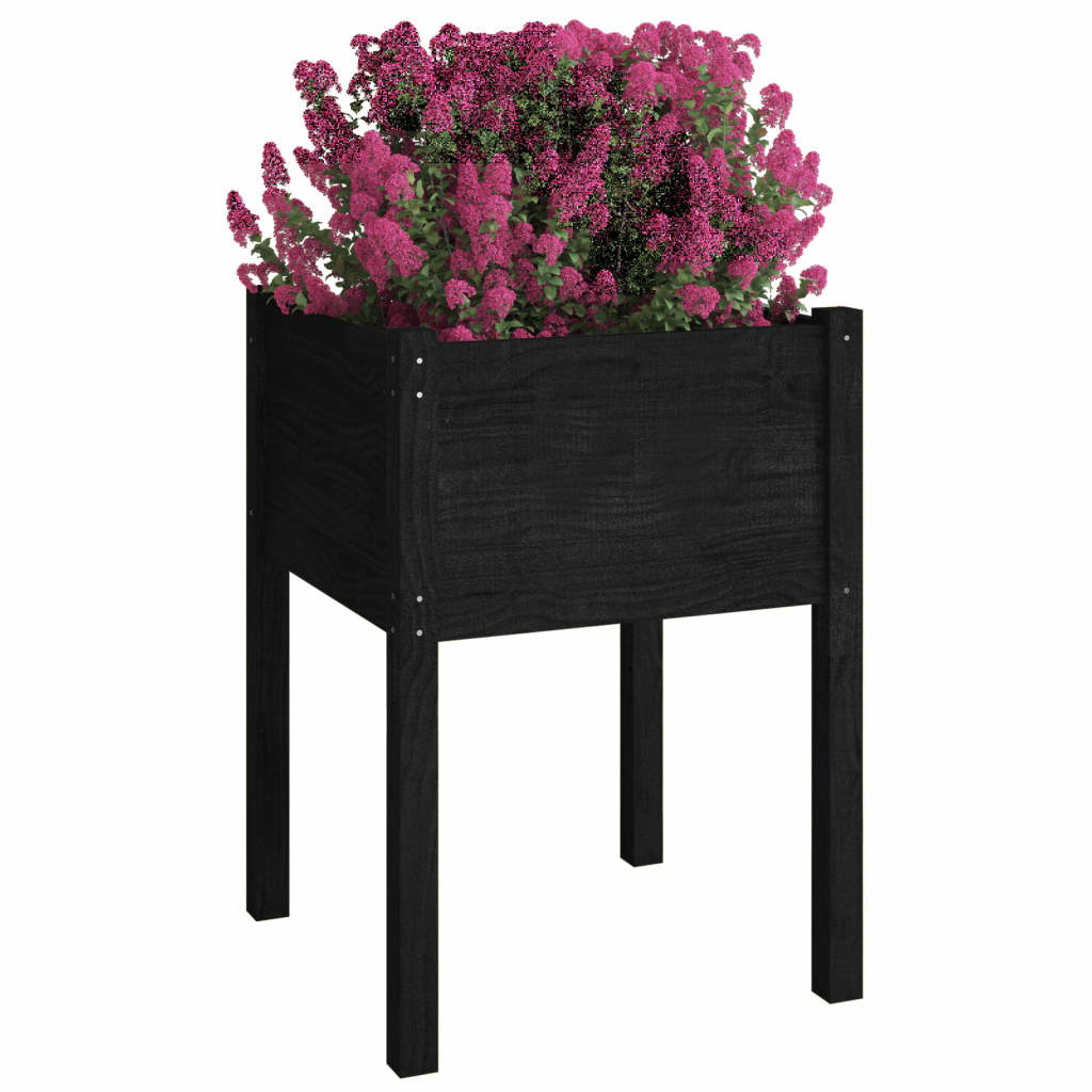 VidaXL Plantenbakken 2 st 50x50x70 cm massief grenenhout zwart