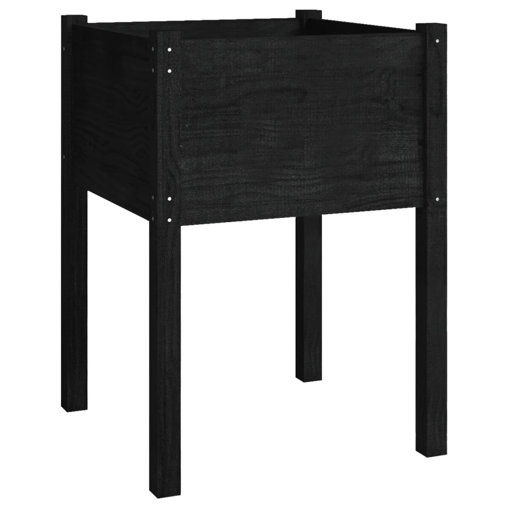 VidaXL Plantenbakken 2 st 50x50x70 cm massief grenenhout zwart
