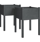 VidaXL Plantenbakken 2 st 50x50x70 cm massief grenenhout grijs