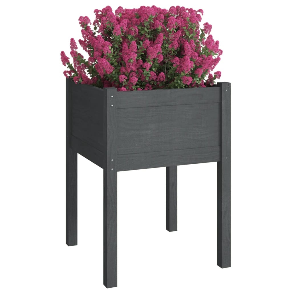 VidaXL Plantenbakken 2 st 50x50x70 cm massief grenenhout grijs