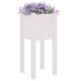 VidaXL Plantenbakken 2 st 31x31x70 cm massief grenenhout wit