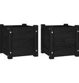 VidaXL Plantenbakken 2 st 31x31x31 cm massief grenenhout zwart