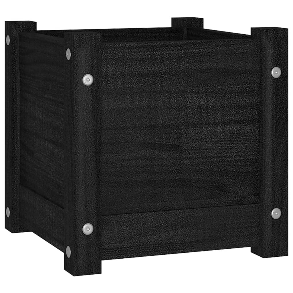 VidaXL Plantenbakken 2 st 31x31x31 cm massief grenenhout zwart