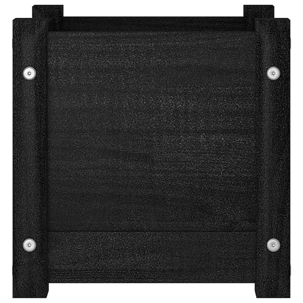 VidaXL Plantenbakken 2 st 31x31x31 cm massief grenenhout zwart