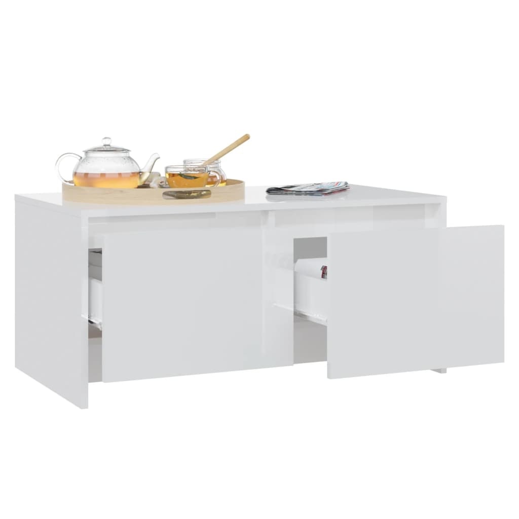 VidaXL Salontafel 90x50x41,5 cm spaanplaat hoogglans wit