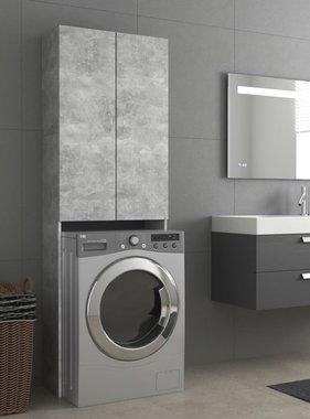 VidaXL Wasmachinekast 64x25,5x190 cm betongrijs