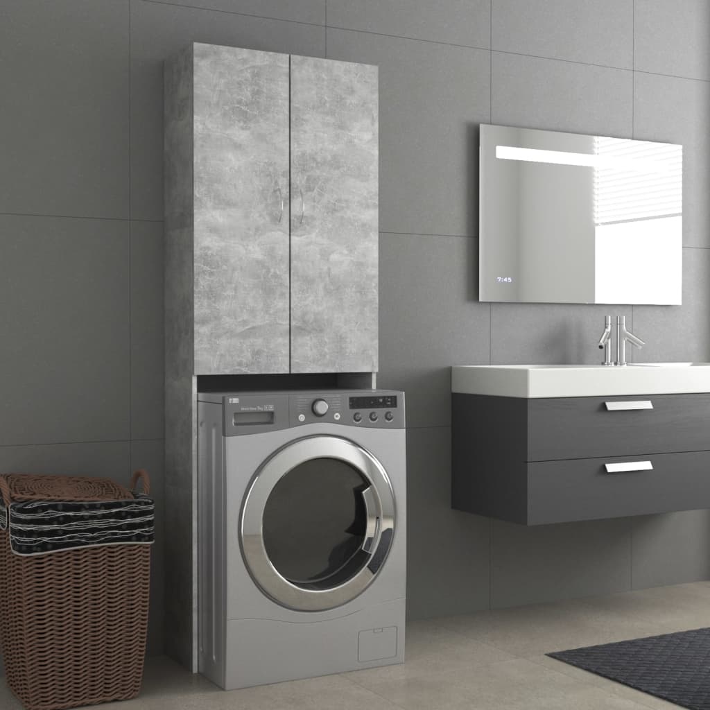 VidaXL Wasmachinekast 64x25,5x190 cm betongrijs