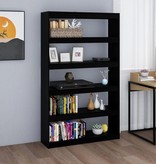 vidaXL Boekenkast/kamerscherm 100x30x167,5 cm massief grenenhout zwart