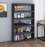 vidaXL Boekenkast/kamerscherm 100x30x167,5 cm massief grenenhout grijs