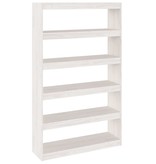 vidaXL Boekenkast/kamerscherm 100x30x167,5 cm massief grenenhout wit