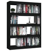 vidaXL Boekenkast/kamerscherm 100x30x135,5 cm massief grenenhout zwart