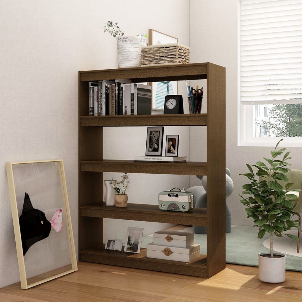 vidaXL Boekenkast/kamerscherm 100x30x135,5 cm grenenhout honingbruin