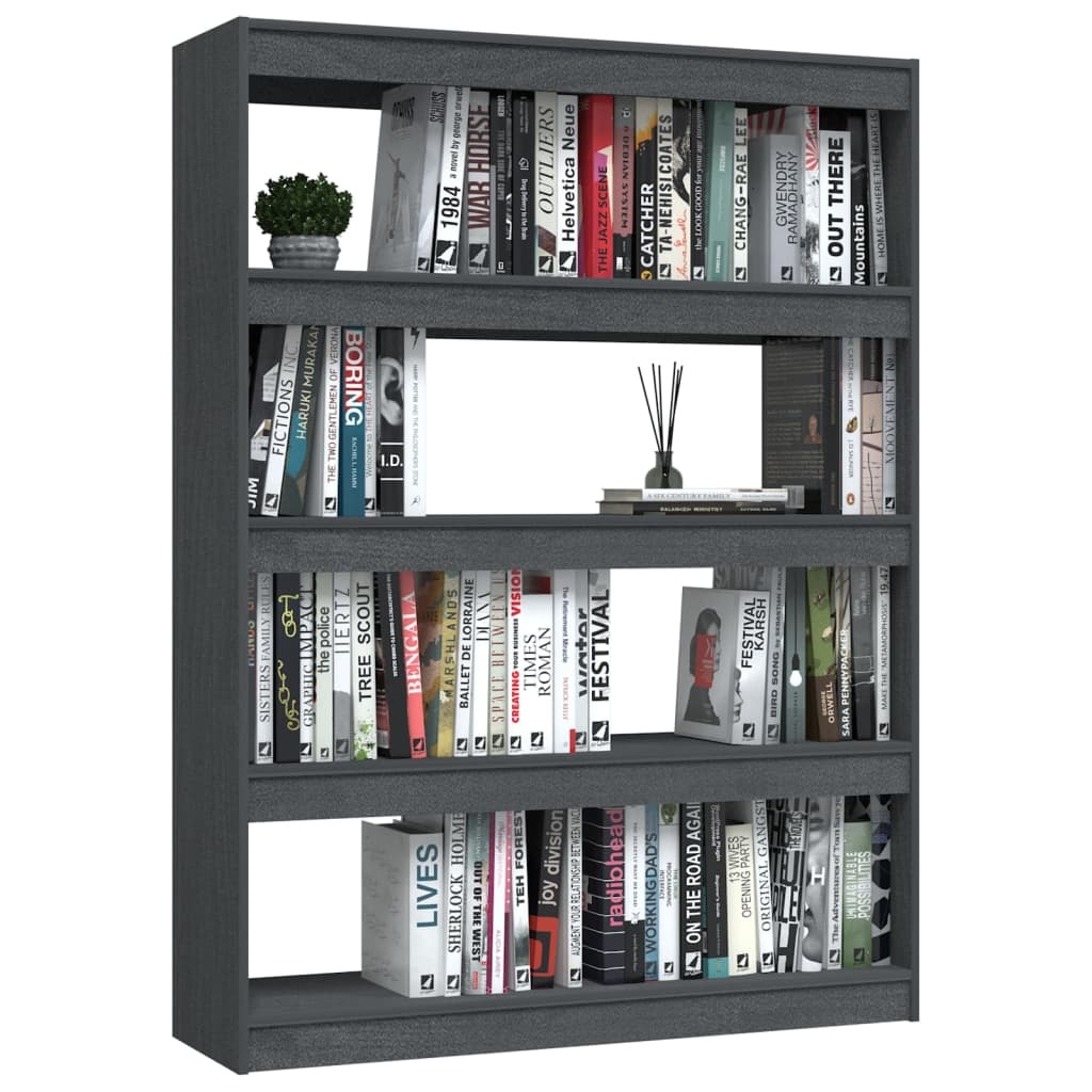 vidaXL Boekenkast/kamerscherm 100x30x135,5 cm massief grenenhout grijs