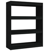 VidaXL Boekenkast/kamerscherm 100x30x103 cm massief grenenhout zwart