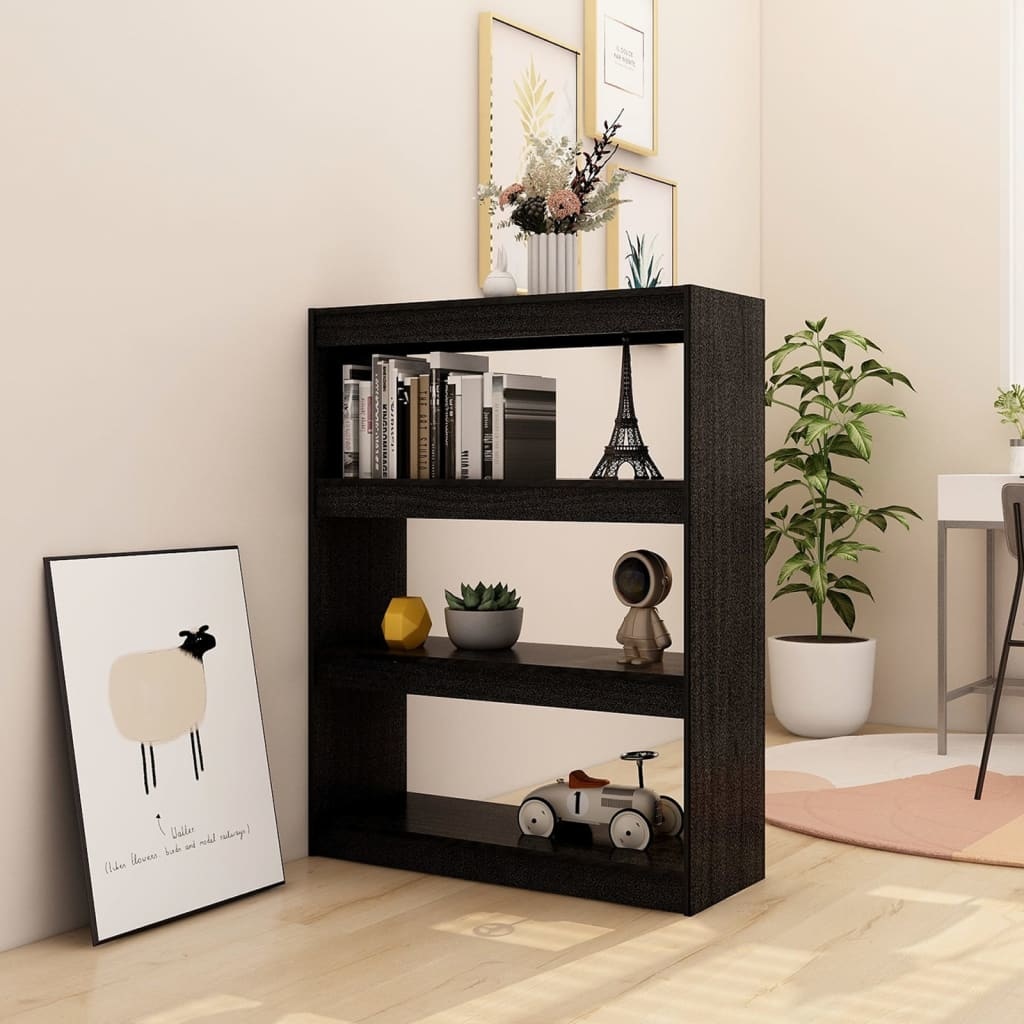 VidaXL Boekenkast/kamerscherm 100x30x103 cm massief grenenhout zwart
