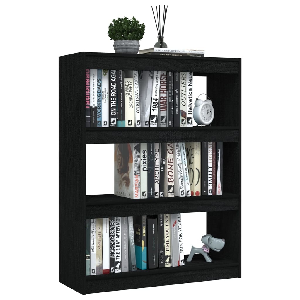 vidaXL Boekenkast/kamerscherm 100x30x103 cm massief grenenhout zwart