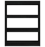 VidaXL Boekenkast/kamerscherm 100x30x103 cm massief grenenhout zwart