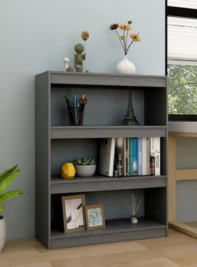 vidaXL Boekenkast/kamerscherm 100x30x103 cm massief grenenhout grijs