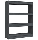 vidaXL Boekenkast/kamerscherm 100x30x103 cm massief grenenhout grijs