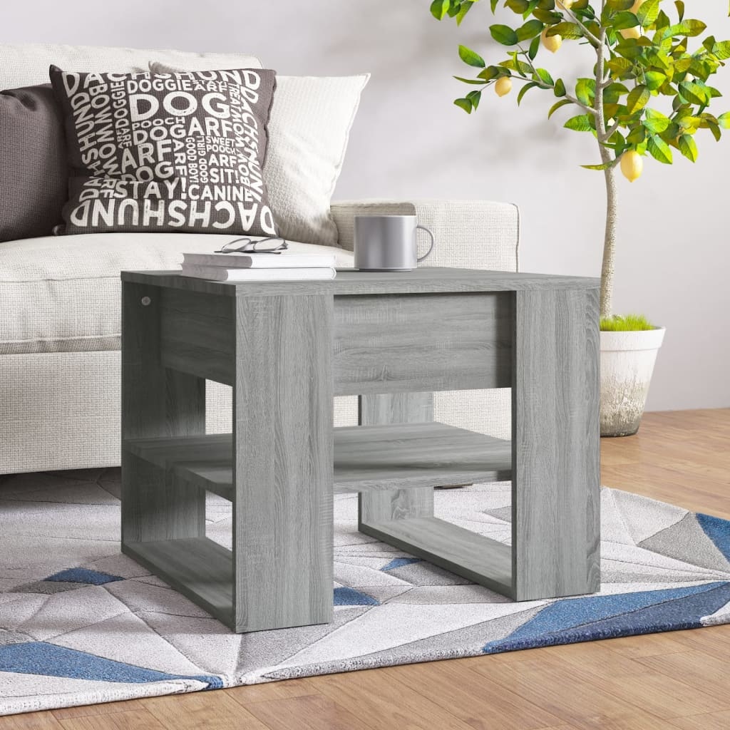 VidaXL Salontafel 55,5x55x45 cm bewerkt hout grijs sonoma eikenkleurig