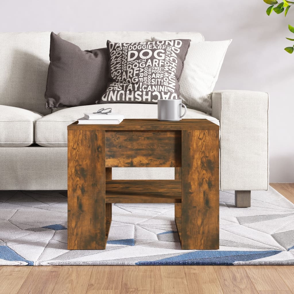 VidaXL Salontafel 55,5x55x45 cm bewerkt hout gerookt eikenkleurig