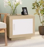 VidaXL Salontafel 51x50x45 cm bewerkt hout wit en sonoma eikenkleurig