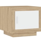 VidaXL Salontafel 51x50x45 cm bewerkt hout wit en sonoma eikenkleurig
