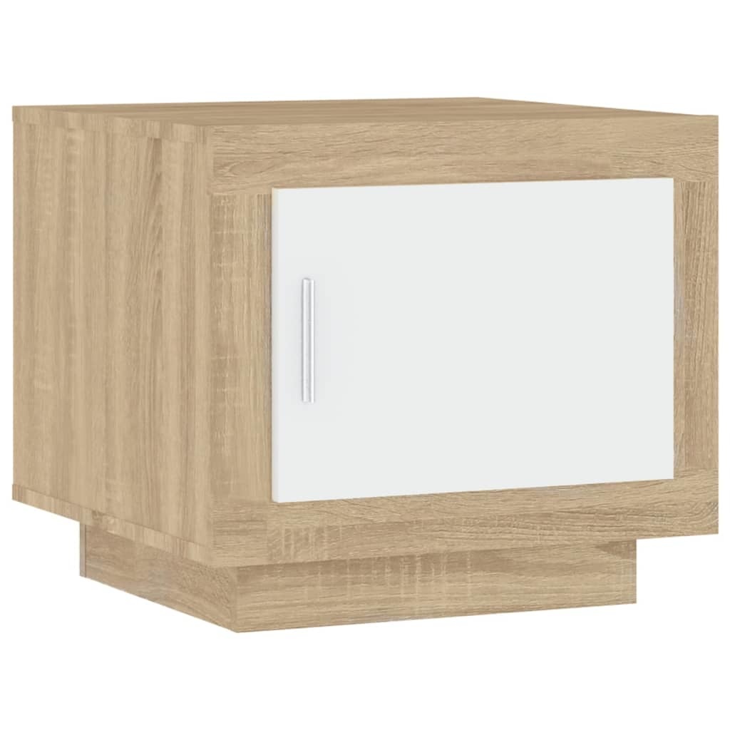 VidaXL Salontafel 51x50x45 cm bewerkt hout wit en sonoma eikenkleurig