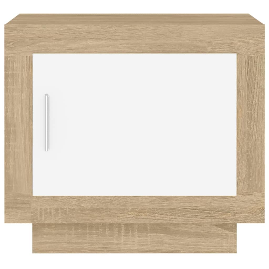 VidaXL Salontafel 51x50x45 cm bewerkt hout wit en sonoma eikenkleurig