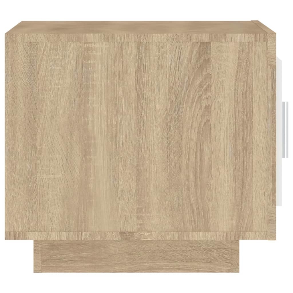 VidaXL Salontafel 51x50x45 cm bewerkt hout wit en sonoma eikenkleurig
