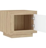 VidaXL Salontafel 51x50x45 cm bewerkt hout wit en sonoma eikenkleurig