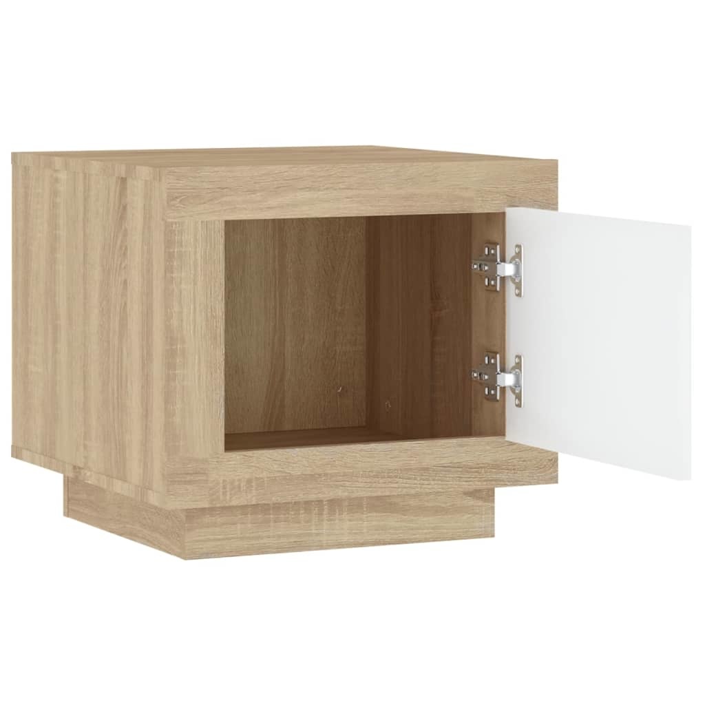 VidaXL Salontafel 51x50x45 cm bewerkt hout wit en sonoma eikenkleurig