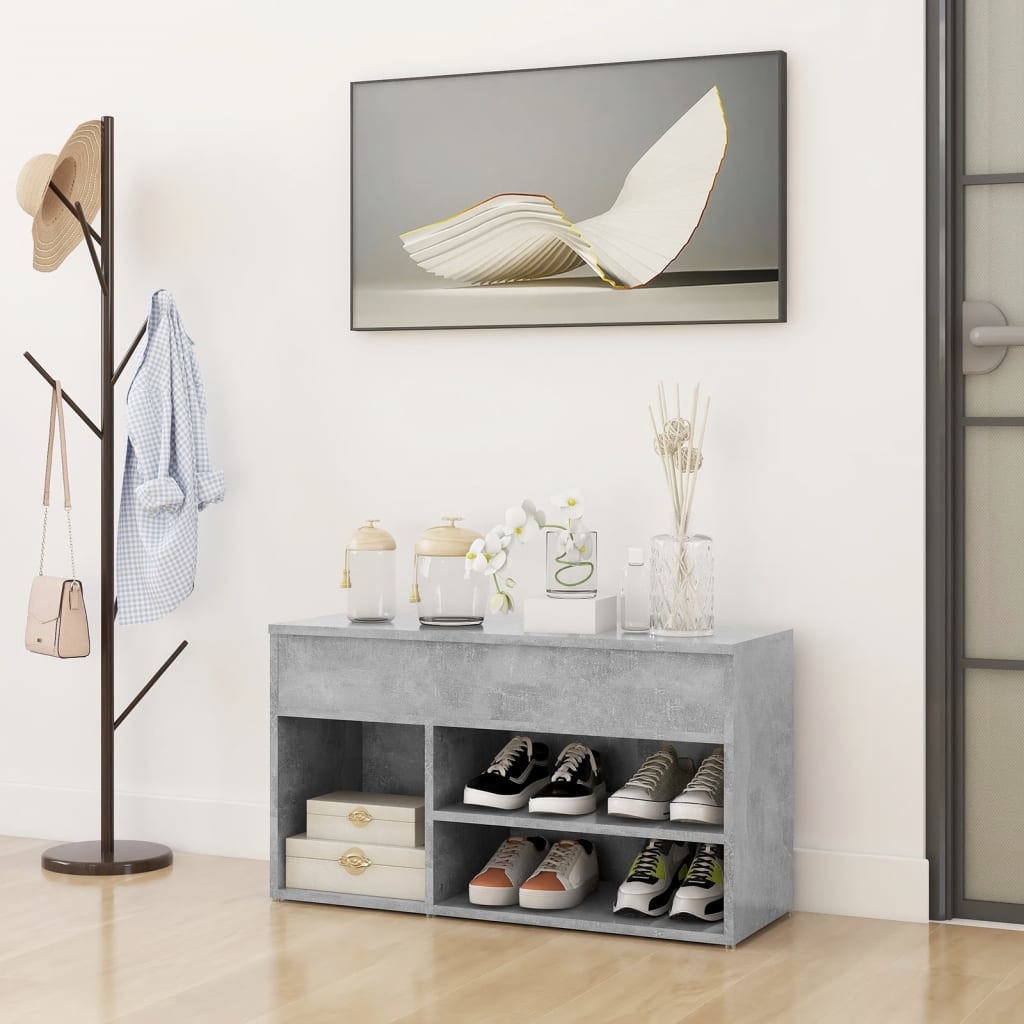 VidaXL Schoenenbank 80x30x45 cm spaanplaat betongrijs