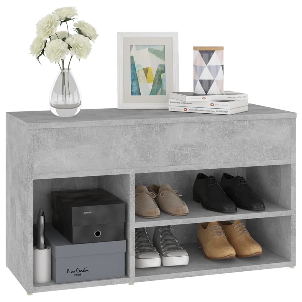 VidaXL Schoenenbank 80x30x45 cm spaanplaat betongrijs