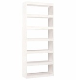 vidaXL Boekenkast/kamerscherm 80x30x199,5 cm massief grenenhout wit