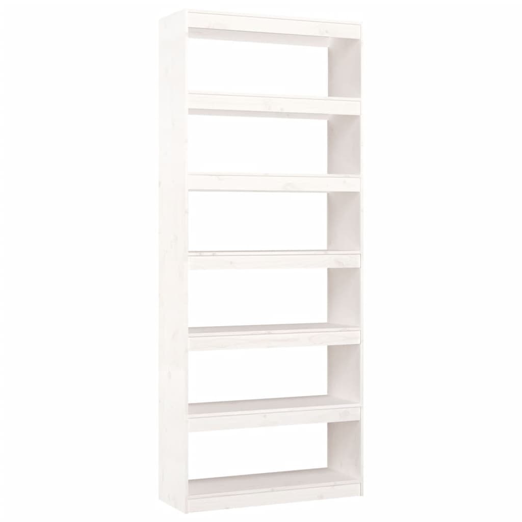 vidaXL Boekenkast/kamerscherm 80x30x199,5 cm massief grenenhout wit