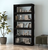 vidaXL Boekenkast/kamerscherm 80x30x167,4 cm massief grenenhout zwart