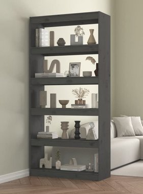 vidaXL Boekenkast/kamerscherm 80x30x167,4 cm massief grenenhout grijs