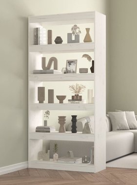 vidaXL Boekenkast/kamerscherm 80x30x167,4 cm massief grenenhout wit