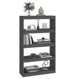 vidaXL Boekenkast/kamerscherm 80x30x135,5 cm massief grenenhout grijs