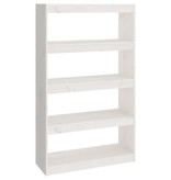 vidaXL Boekenkast/kamerscherm 80x30x135,5 cm massief grenenhout wit