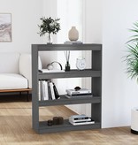 VidaXL Boekenkast/kamerscherm 80x30x103,5 cm massief grenenhout grijs