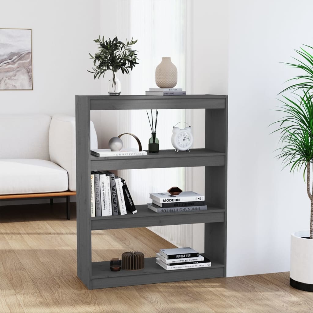 VidaXL Boekenkast/kamerscherm 80x30x103,5 cm massief grenenhout grijs