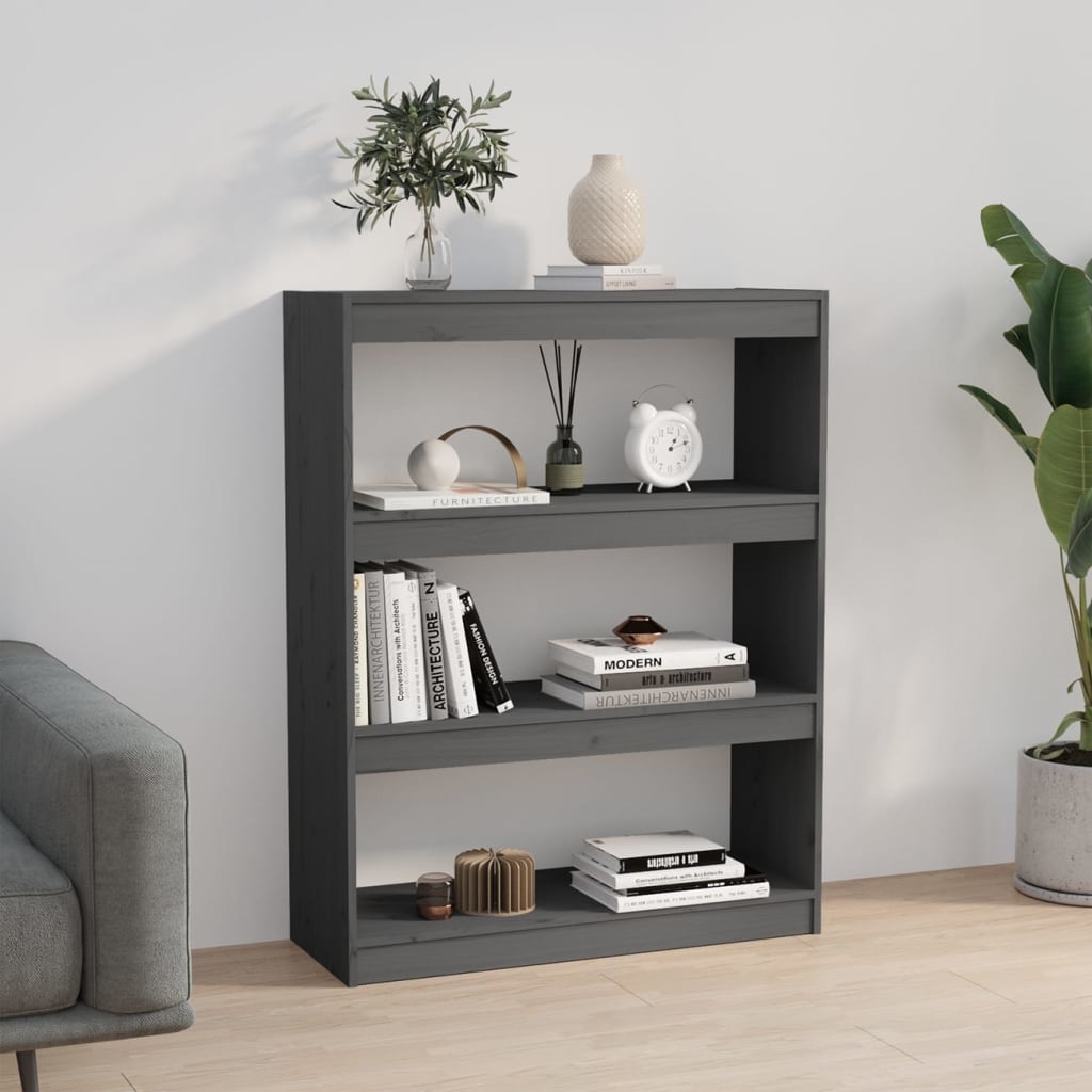 VidaXL Boekenkast/kamerscherm 80x30x103,5 cm massief grenenhout grijs