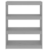 VidaXL Boekenkast/kamerscherm 80x30x103,5 cm massief grenenhout grijs